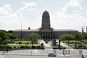 City Hall and
                    Pretorius Park as viewed from the Museum of Natural History
