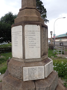 The names of soldiers who perished during World War One