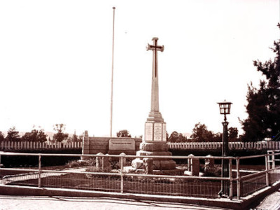 Historic image of The World War One Memorial Cross before neglect